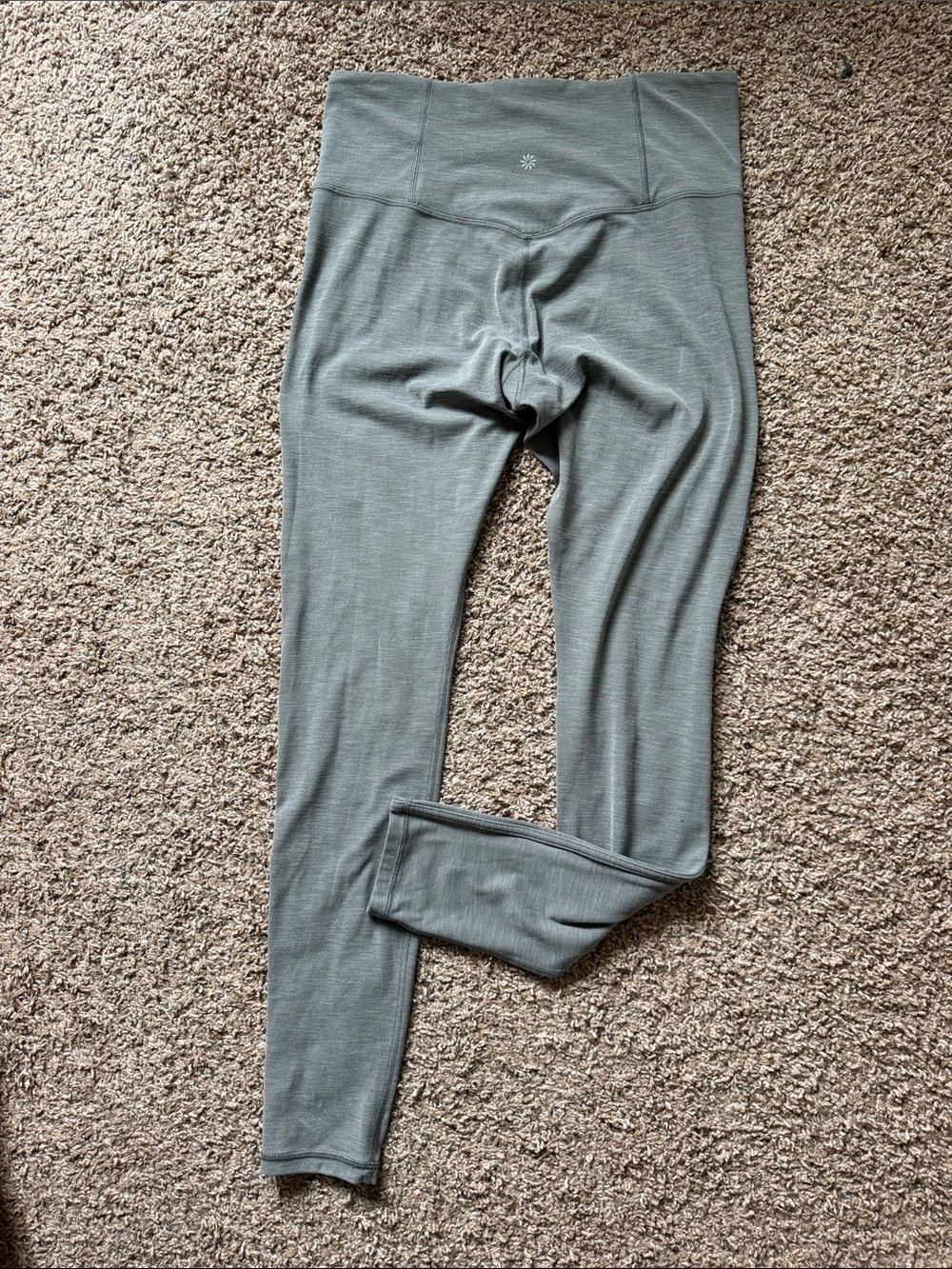 Athleta Elation Over the Heel Green/Olive Gray High-Rise Leggings